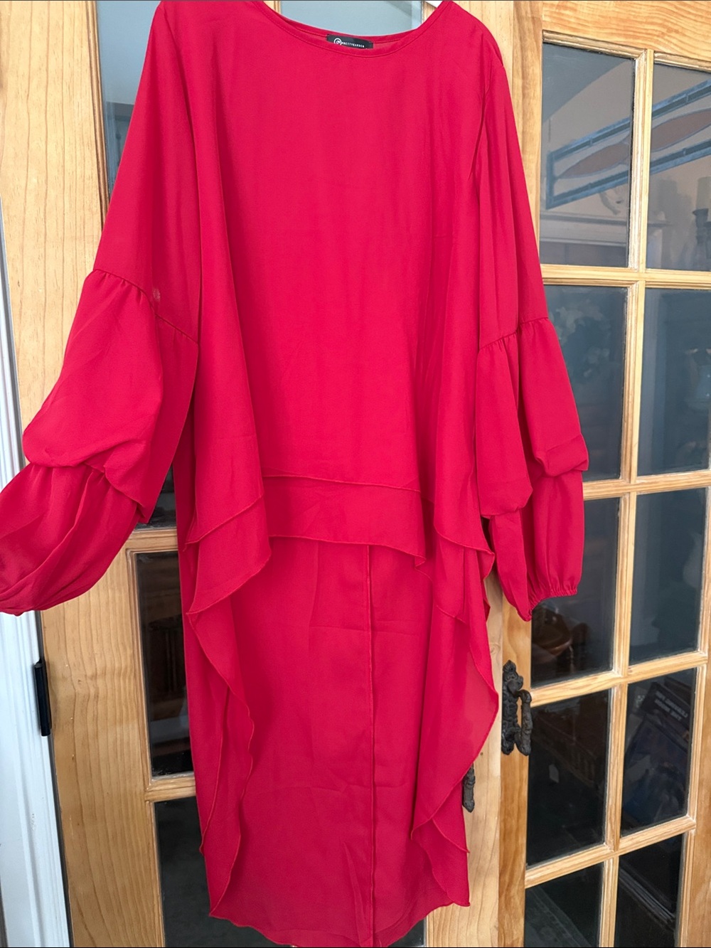 Flowy Red Ruffle-Sleeve Women’s Top by PrettyGarden-never worn